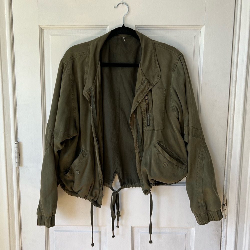 Army green slouchy cargo jacket